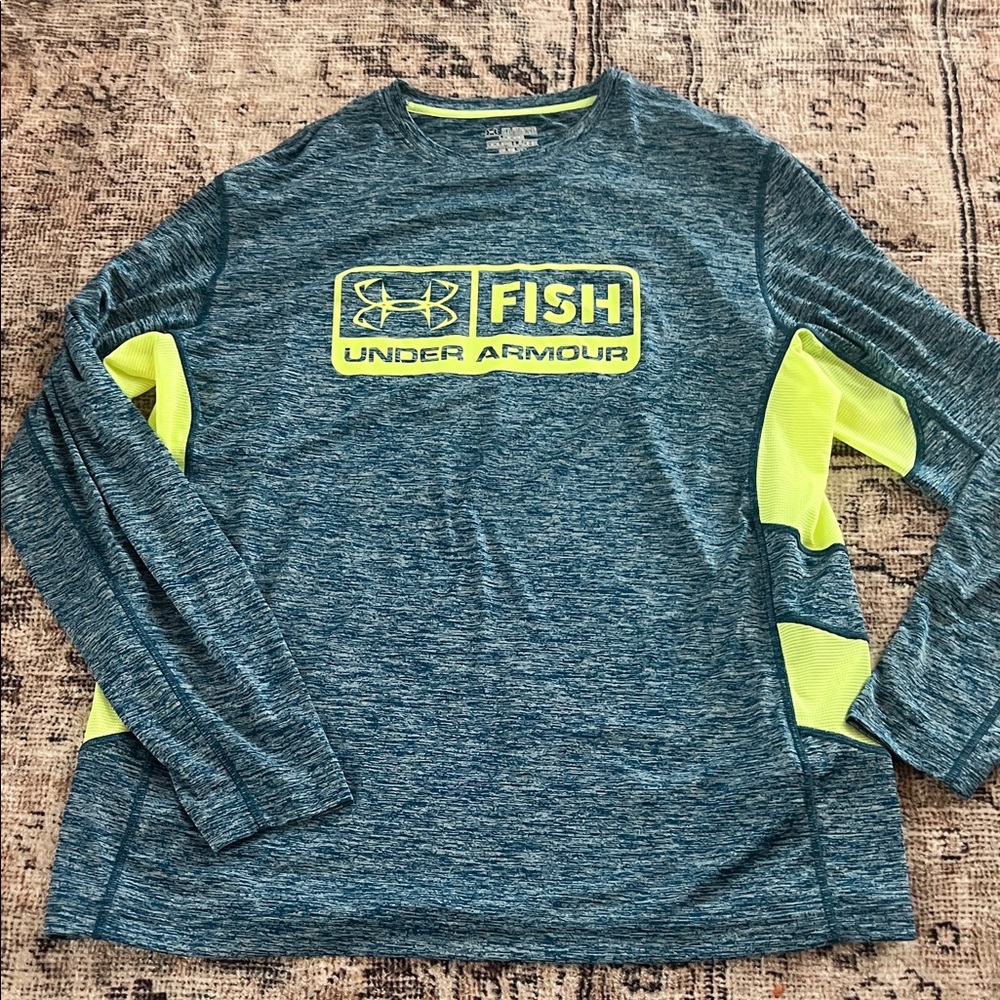 Under Armour Blue and Neon Yellow Long Sleeve Shirt